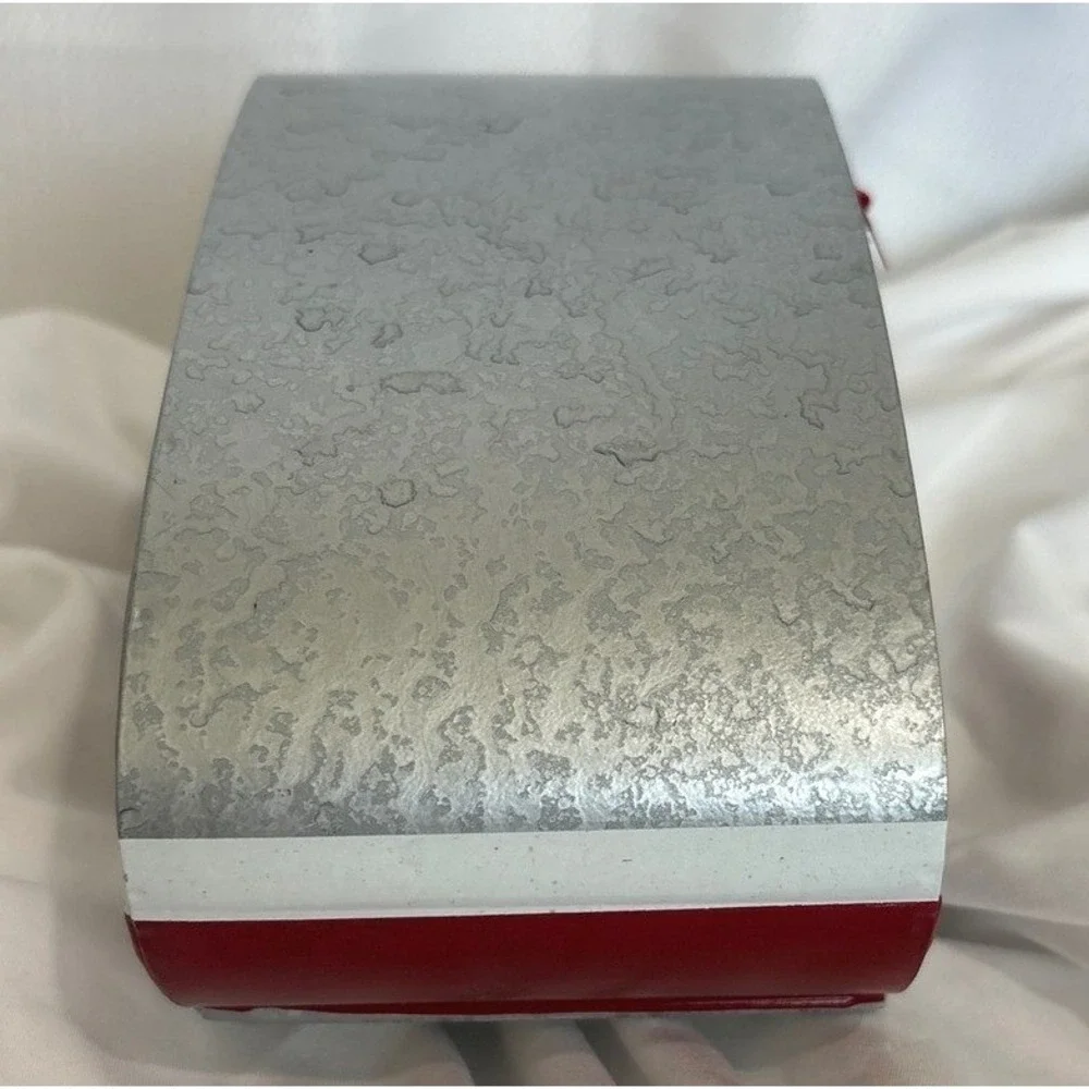 Christmas Galvanized Metal‎ Teardrop Camper Trailer Red Silver Holiday Decor